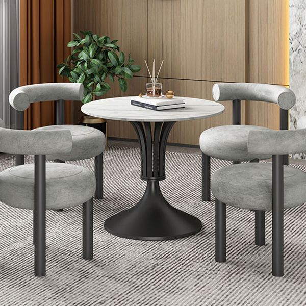 Round Luxury Style Dining Table Fixed Table with Sintered Stone
