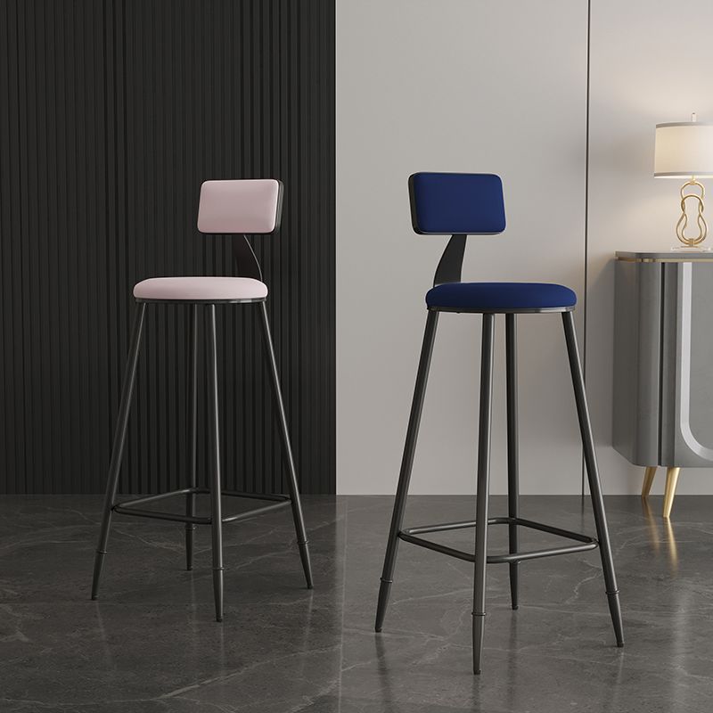 Scandinavian Matte Finish Velvet Counter Stool Footrest Home Barstool