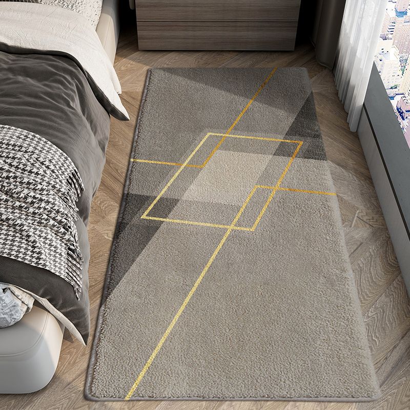 Stylish Grey Area Rug Modern Geometric Print Carpet Anti-Slip Rug for Home Decor