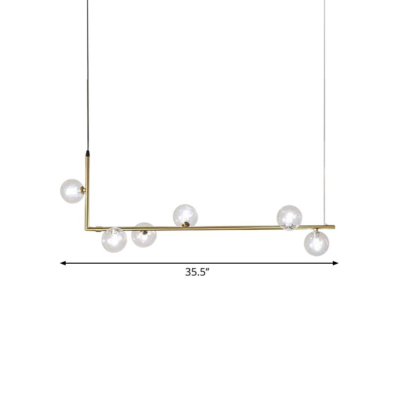 Lampadario lineare angolare a destra contemporaneo 6/8 Luci in vetro Isola Luce in nero/oro