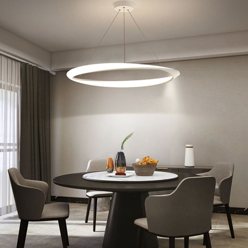 Modern Fashionable Linear LED Hanging Lamp Wrought Iron Indoor Pendant Light with Acrylic Shade