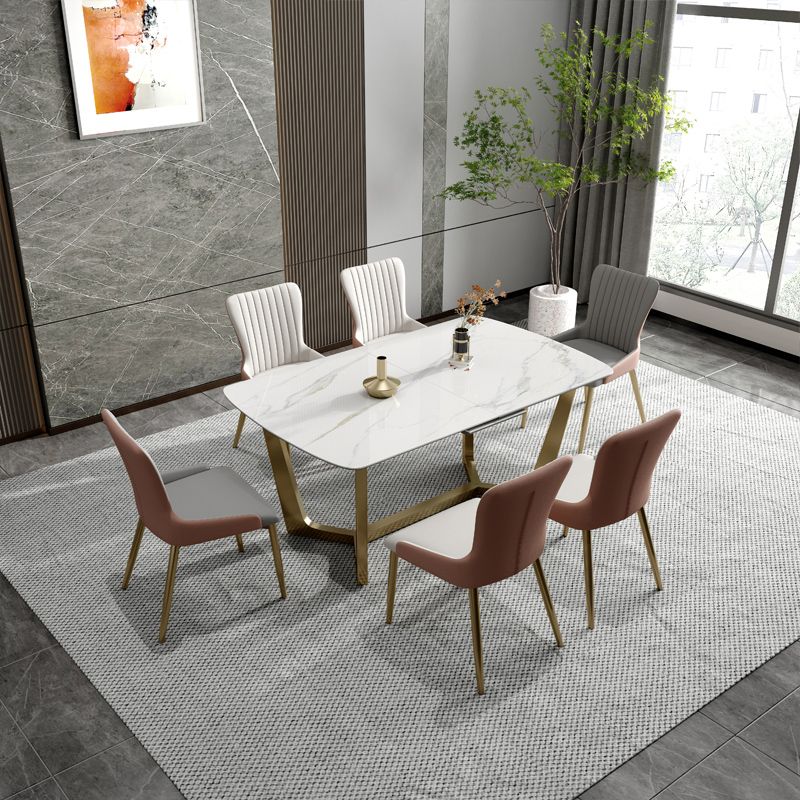 Glam 1/4/5/7 Pieces Scalable Dinette Set with Sintered Stone Rectangle Dining Table Set