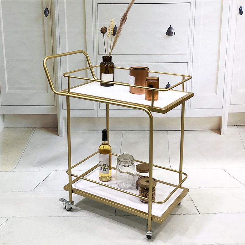 Contemporary 33.86"H Metal Prep Table Rolling Prep Table for Dining Room