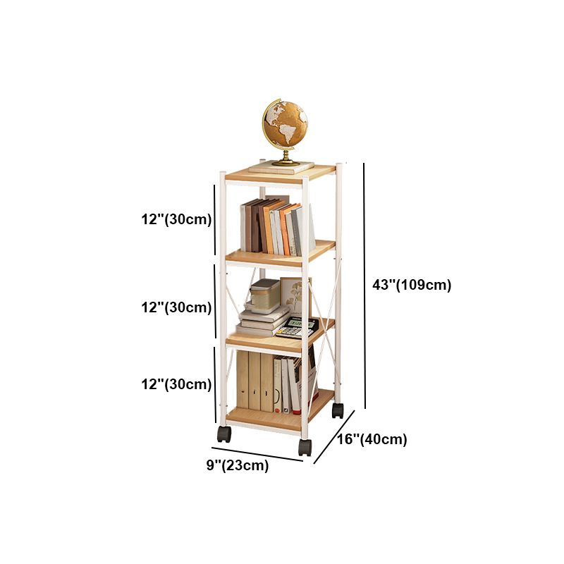 Scandinavian Style Etagere Bookcase Metal Open Back Bookshelf with Wheels