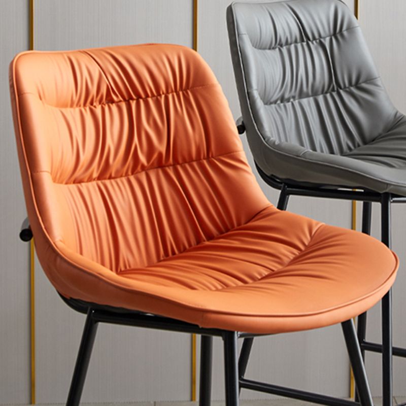 Modern Faux Leather Counter Stool Low Back Bar Stool with Footrest