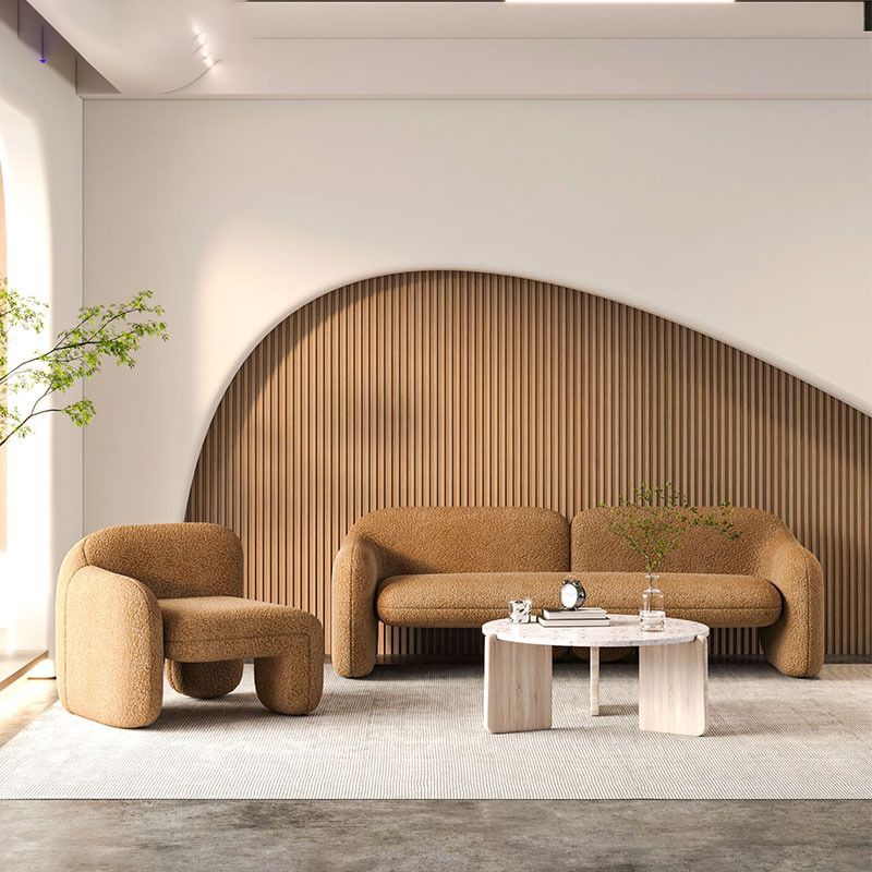 Contemporary Fabric Standard Settee Sloped Arm Sofa for Living Room