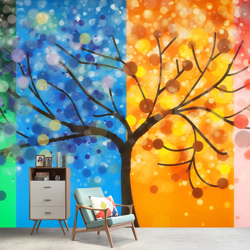 Plant Decoration Illustration Mural Mildew Resistant Wallpaper Sleeping Room Wall Mural