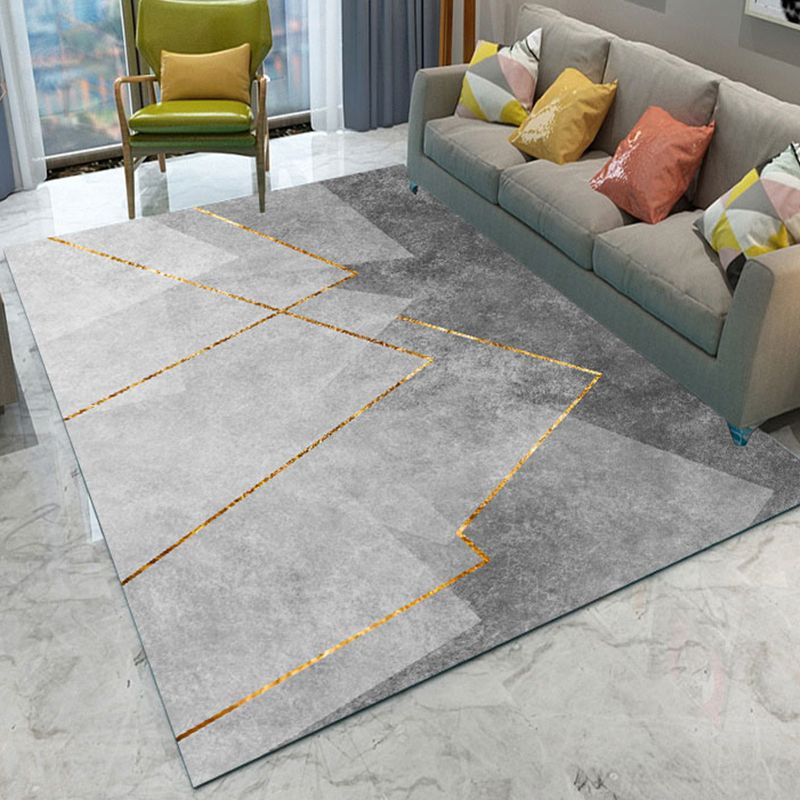 Fancy Geometric Pattern Rug Modern Polyester Area Rug Anti-Slip Easy Care Rug for Drawing Room
