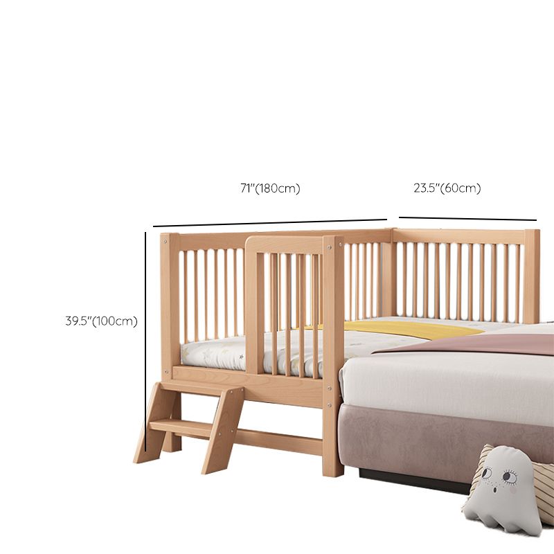 Solid Wood Contemporary Washed Nursery Crib Brown with Guardrail