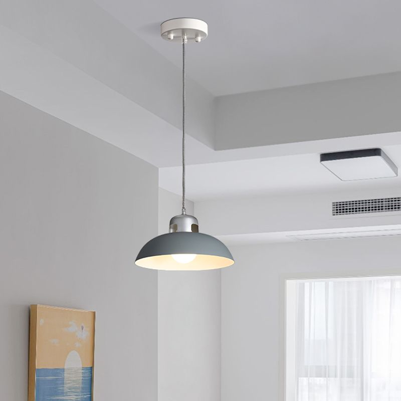 Flared Metal Pendant Light Modernism 1 Head Black/Grey Ceiling Suspension Lamp for Dining Room