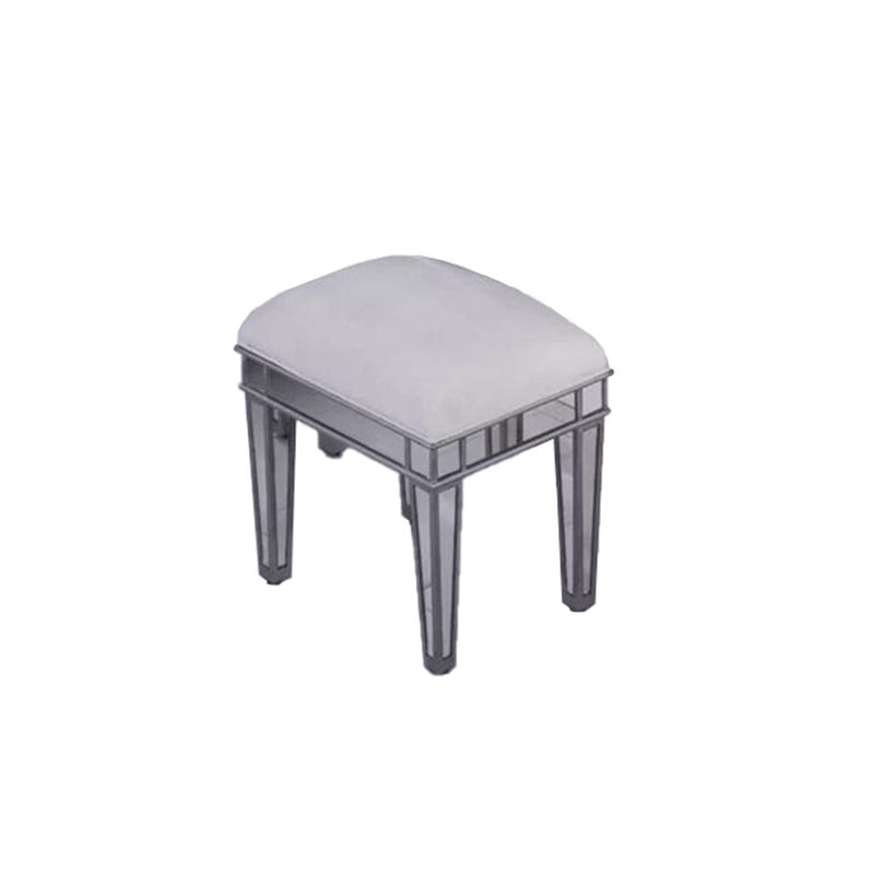 2 Drawers Mirrored Makeup Table and Stool Set Vanity for Women in Silver