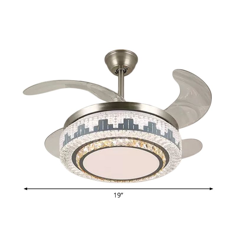 Geschichtete Esszimmer Hängende Lüfterleuchte leichte kristall 19 "breite LED Moderne Semi -Flush Deckenlampe, 4 Klingen