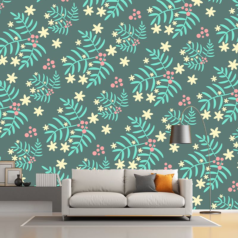 Modern Illustration Mural Wallpaper Plants Environment Friendly Bedroom Wall Mural