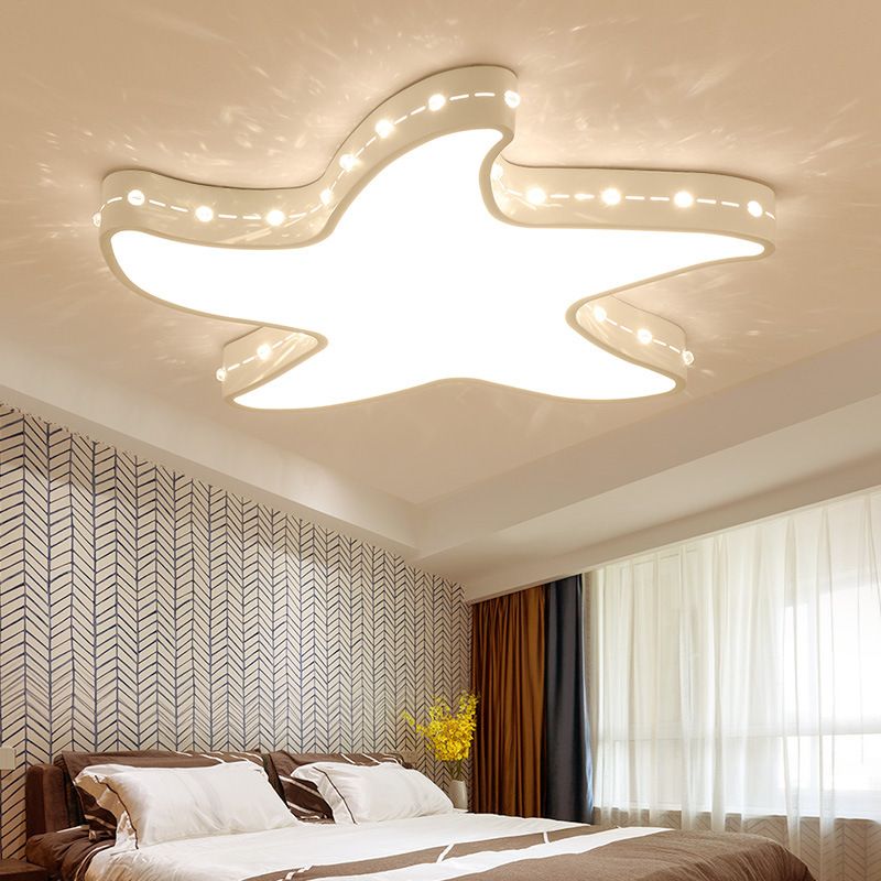Baby Room Starfish Flush Mount Light Acrylic Modern Stylish LED Ceiling Lamp in White