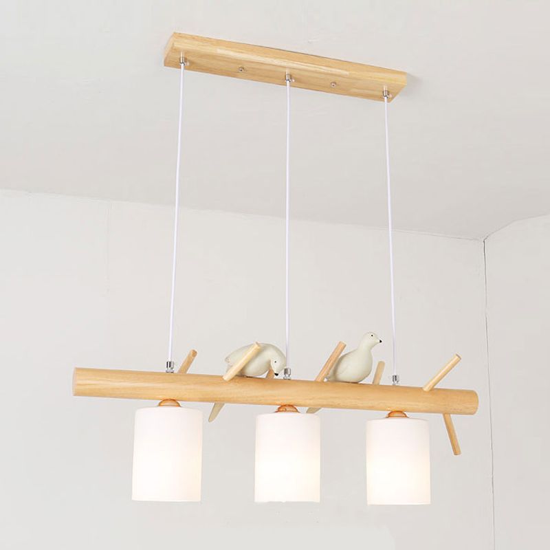 Modern Island Lighting Cylinder Glass Chandelier Light Fixture for Dining Room