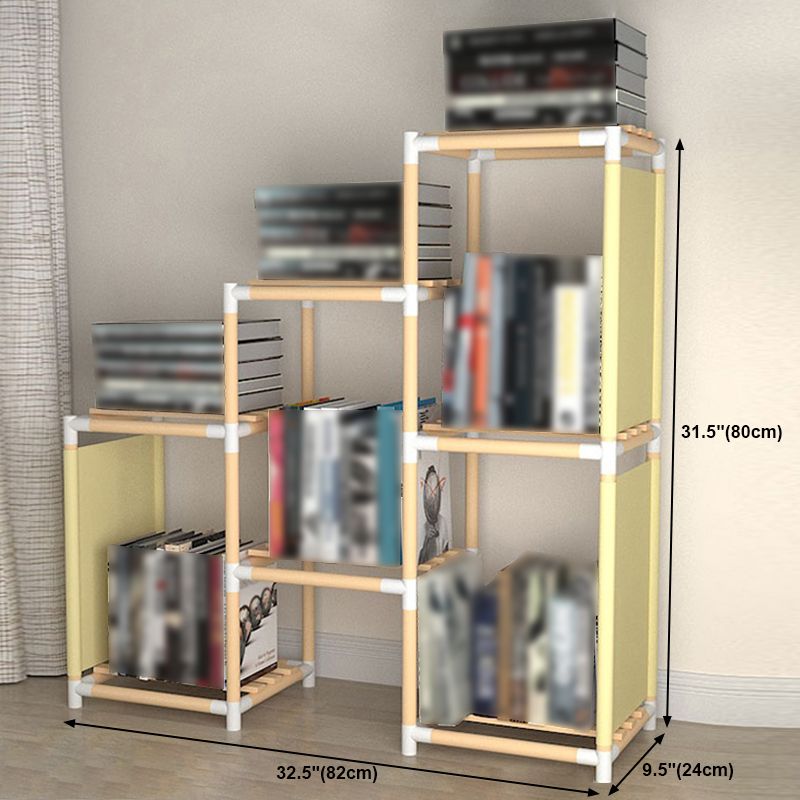 Contemporary Style Bookshelf Open Back Solid Wood in Natural Book Shelf