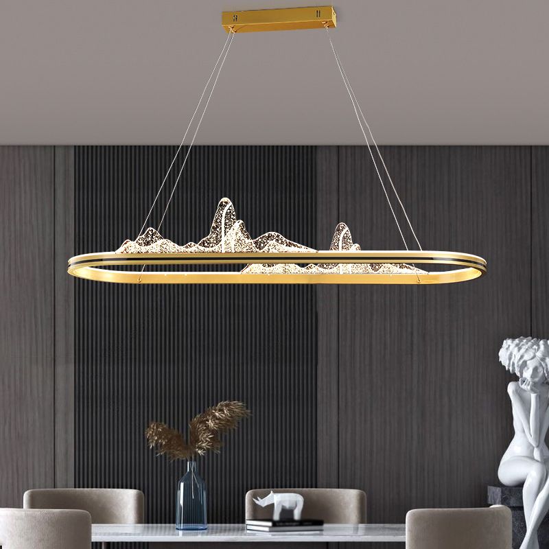 Modern Lighting Chandelier 1 Light Island Lighting Ideas Metal Island Ceiling Light in Gold