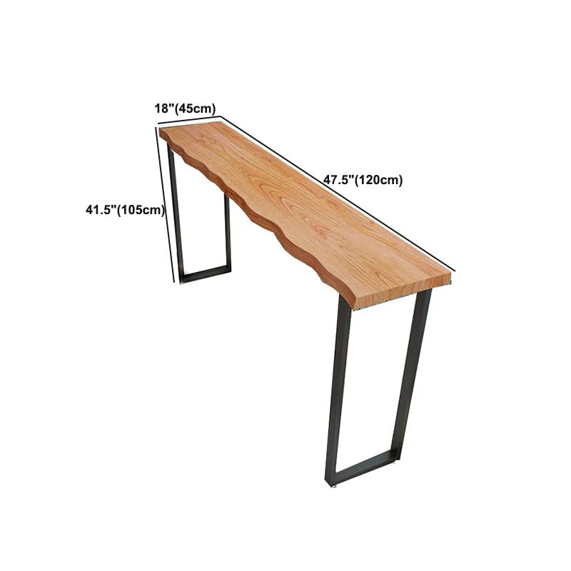 Industrial Specialty Bar Table Brown Solid Wood Bar Height Cocktail Table with Sled Base