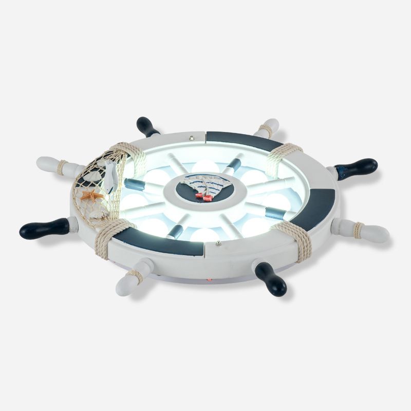 Plafonnier en bois Rudder pour enfants, plafonnier LED à 8 ampoules avec décoration en résille