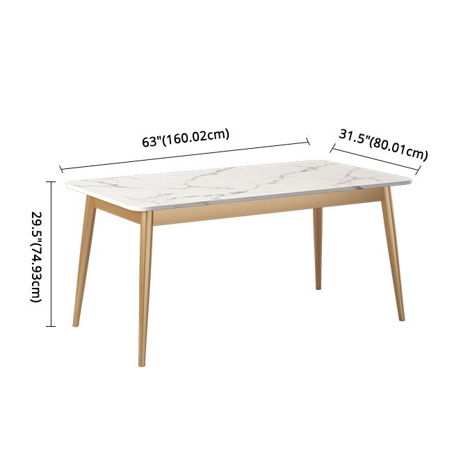 Minimalist White Rectangle Shape Dining Set Sintered Stone Top Dining Set with 4 Legs Table