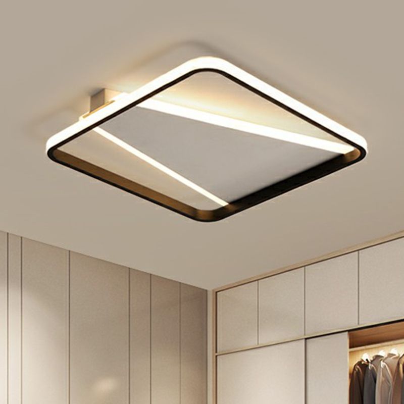 Black Square Shaped Flushmount Light Minimalism Acrylic LED Flush Mount Ceiling Light
