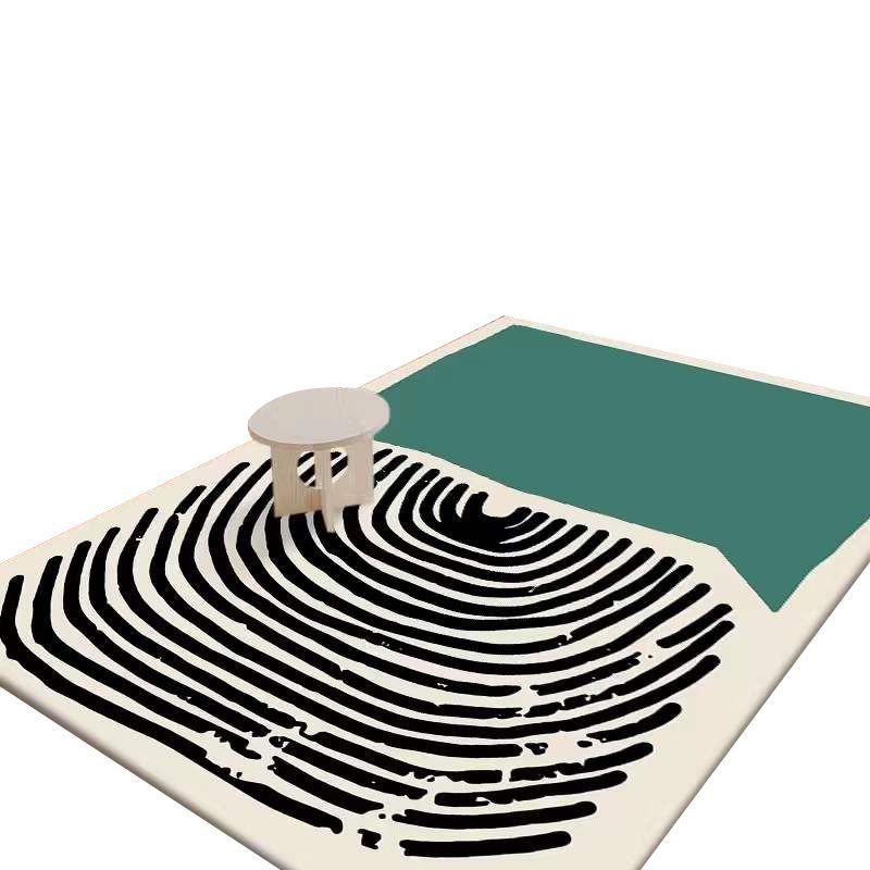 Modern Curve Lines Pattern Indoor Carpet Polyester Area Rug Washable Carpet for Home Decoration