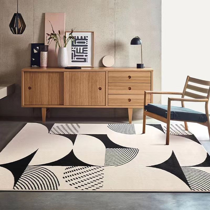 Geometric Pattern Living Room Rug Carpet Polyester Washable Area Rug