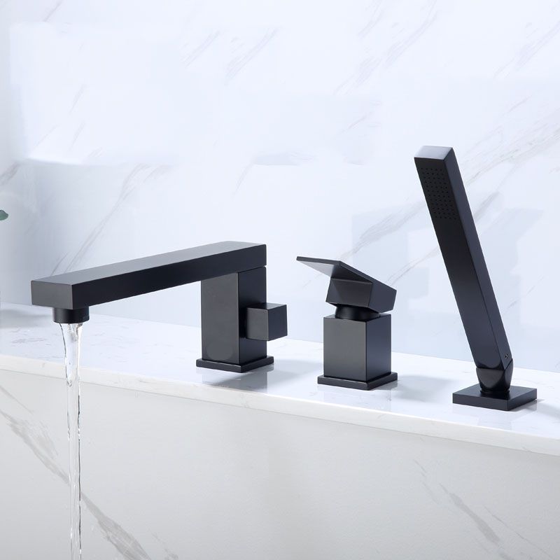 Modern Tub Filler Trim Copper with Hand Shower Deck-Mount Roman Tub Set