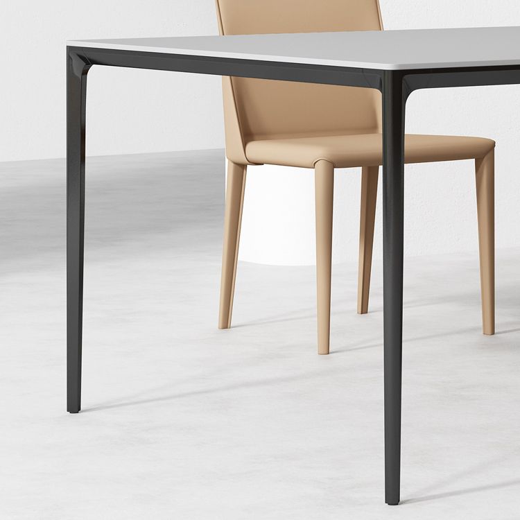 Medieval Modern Sintered Stone Table Rectangle Table with Metal 4 Legs