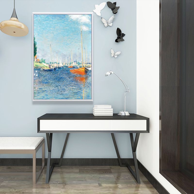 Monet Seine Springtime Scenery Painting Rustic Textured Family Room Wall Art Print