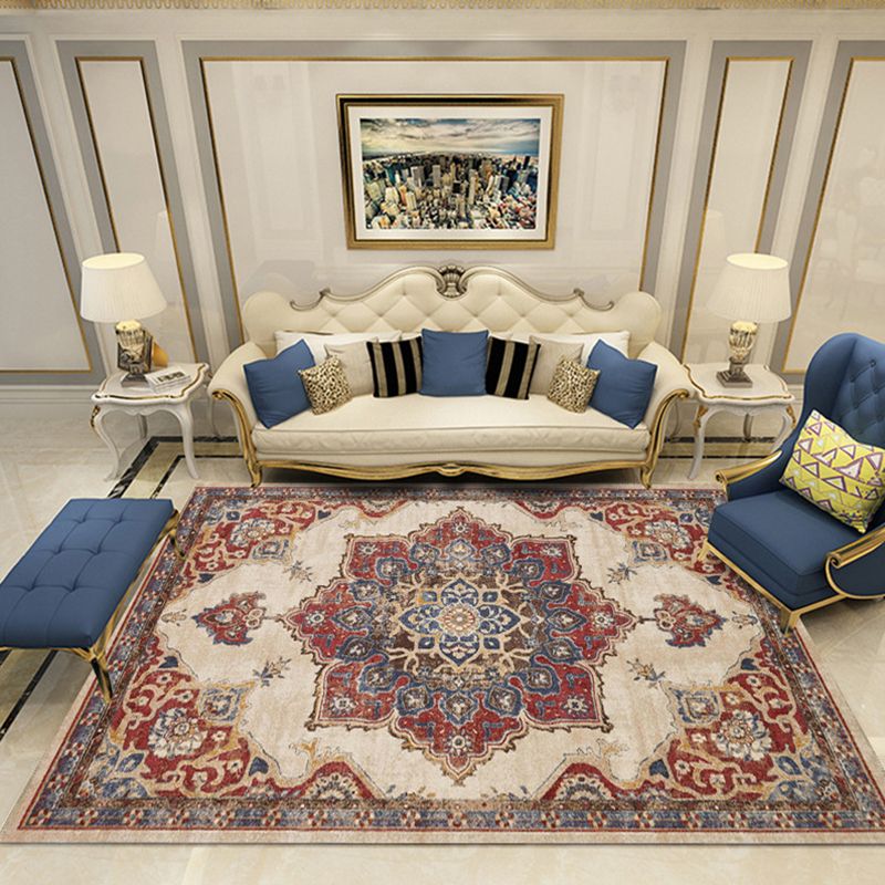 Nostalgia Chamber Area Rug Multi Colored Jacquard Carpet Synthetics Pet Friendly Anti-Slip Backing Machine Washable Rug