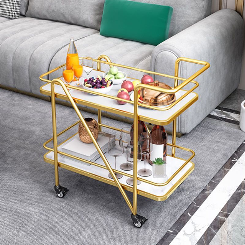 Contemporary Rolling Rectangular Prep Table Metal Prep Table for Home Use