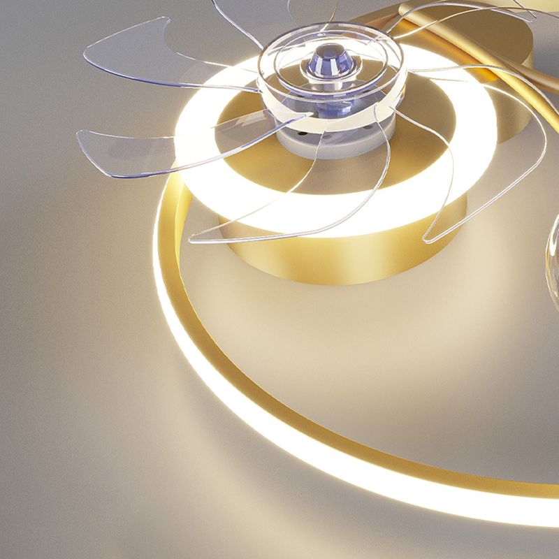 Multi Light Ceiling Fan Lighting Modern Style Metal Ceiling Fan Light for Bedroom