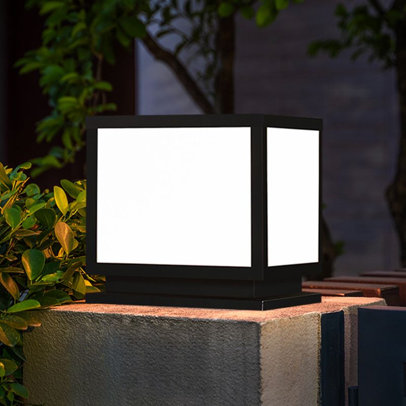 Modern Pillar Lamp Geometric LED Solar Lighting Fixture for Garden