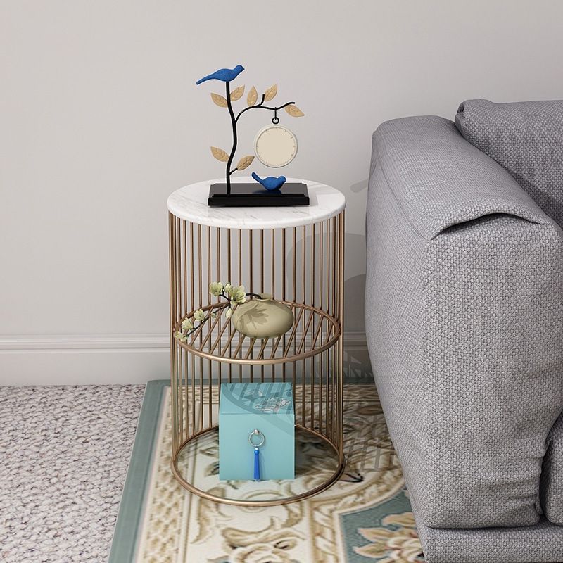 21.65" Tall Contemporary Style Side End Table Metal Frame Round Sofa Side Accent Table