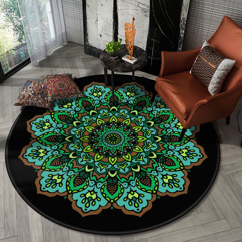 Nostalgic Multicolor Tribal Print Rug Polypropylene Moroccan Carpet Pet Friendly Stain Resistant Non-Slip Rug for Great Room
