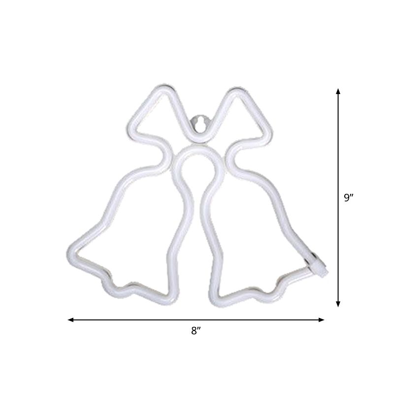 White Jingle Bell Mini Nightstand Lamp Cartoon Style LED Plastic Wall Lighting