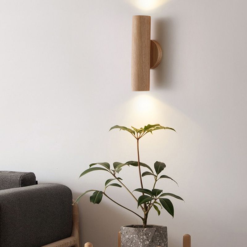 Single Modernism Brown/Beige Wall Mounted Sconce Wooden LED Wall Light