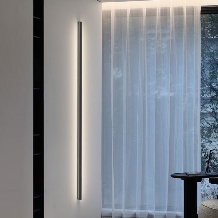 Linear Shape Metal Wall Lighting Idea Modern Style 1 Light Wall Light Sconce in Black