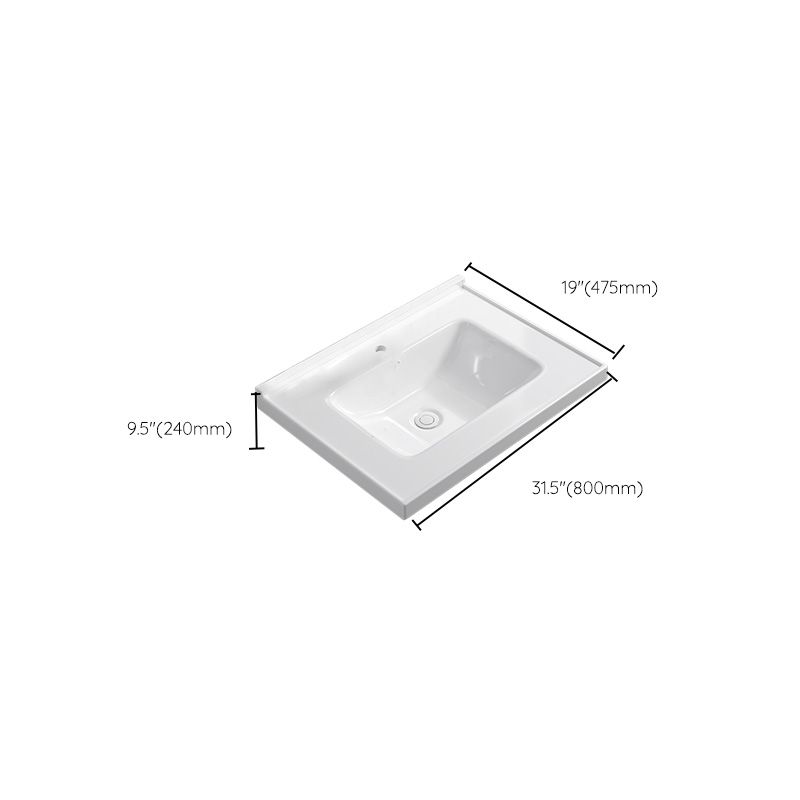 Contemporary Bathroom Sink Rectangular Porcelain Drop-in Bathroom Sink with Pop-Up Drain