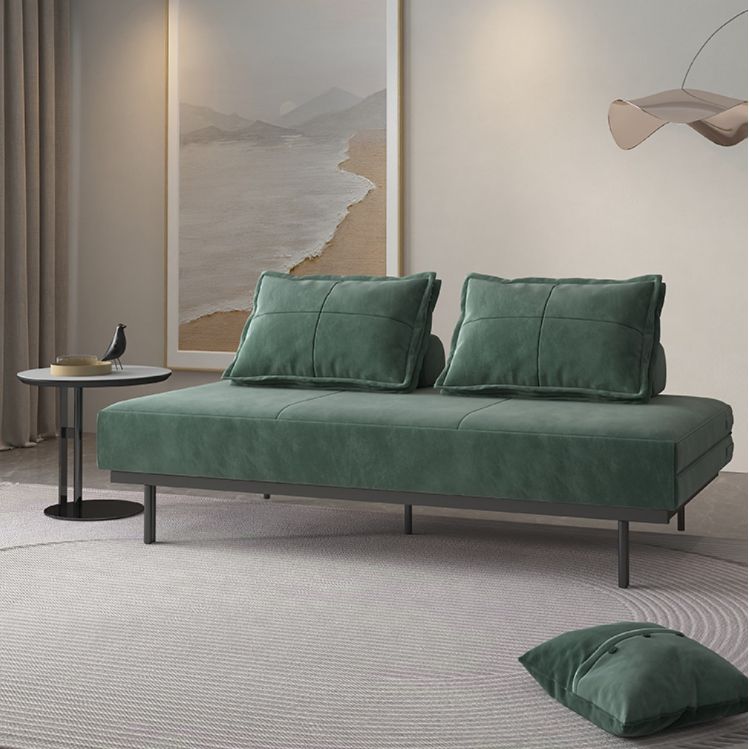 Scandinavian Futon Sofa Bed Fabric Pillow Back Armless With Chrome Legs Sleeper Sofa