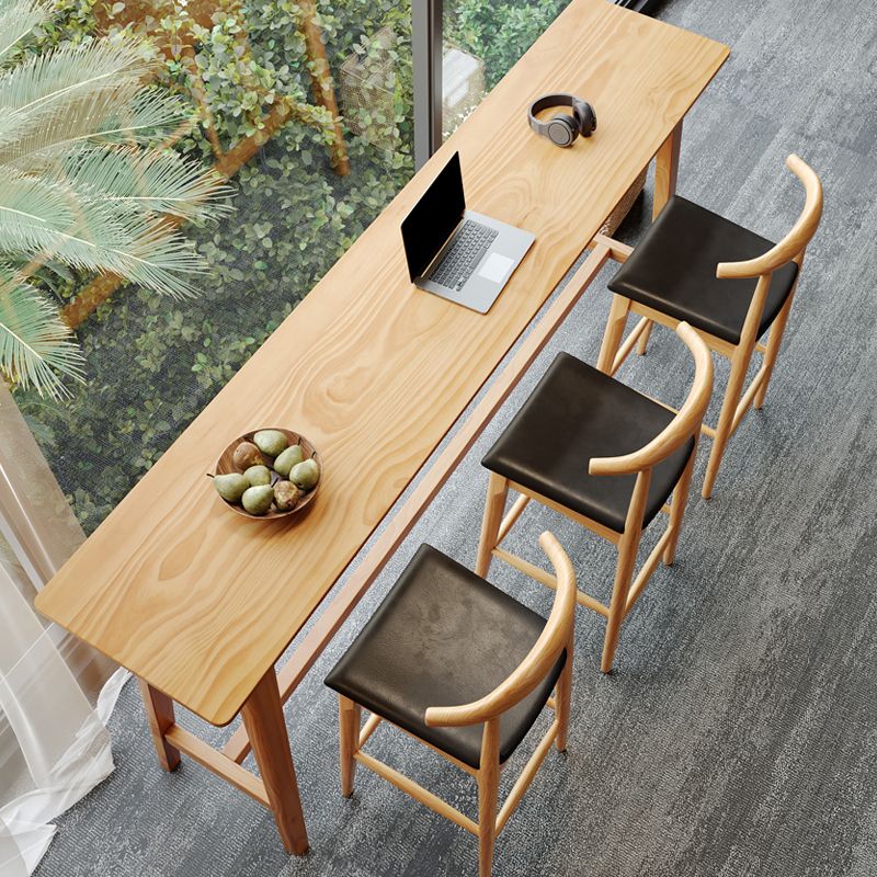 1/4 Pieces Modern Rectangle Solid Wood Bar Table with High Stools