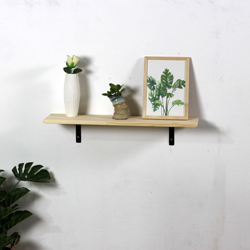 1 Shelf Floating Bookcase Natural Wood Closed Back Bookshelf