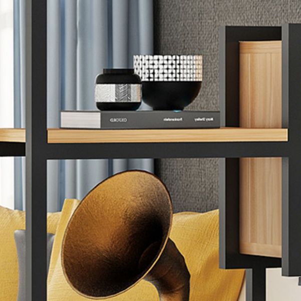 Metal and Wooden Book Shelf Etagere Open Study Room Shelf Bookcase with Doors