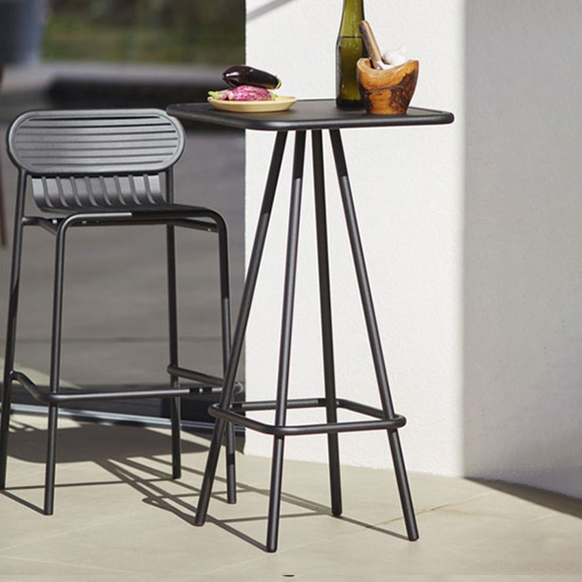 Industrial Metal Outdoor Bistro Chairs Open Back Dining Chairs in Black