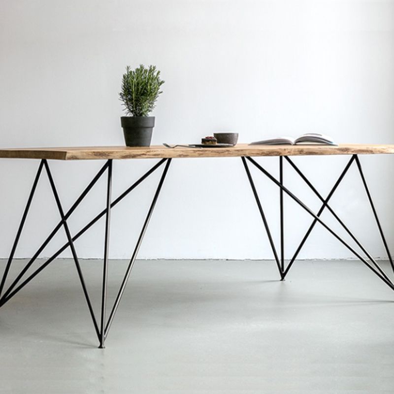Rectangle 4 Legs Luxury Dining Table Solid Wood Fixed Table for Kitchen