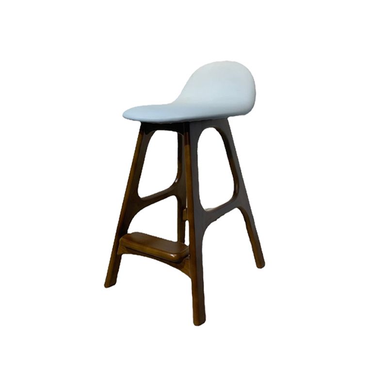 Industrial Ash Solid Wood Counter Stool Low Back Bar Stool with Footrest