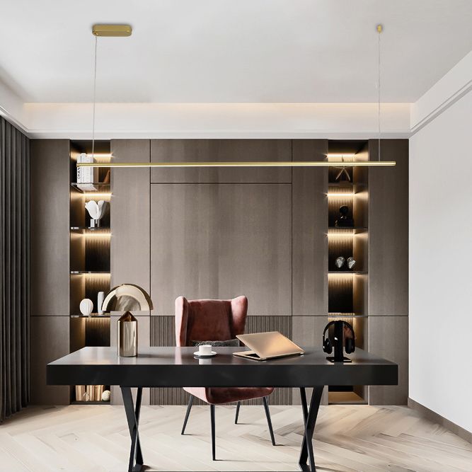 1 Light Linear Island Light Fixture Contemporary Metal Island Chandelier