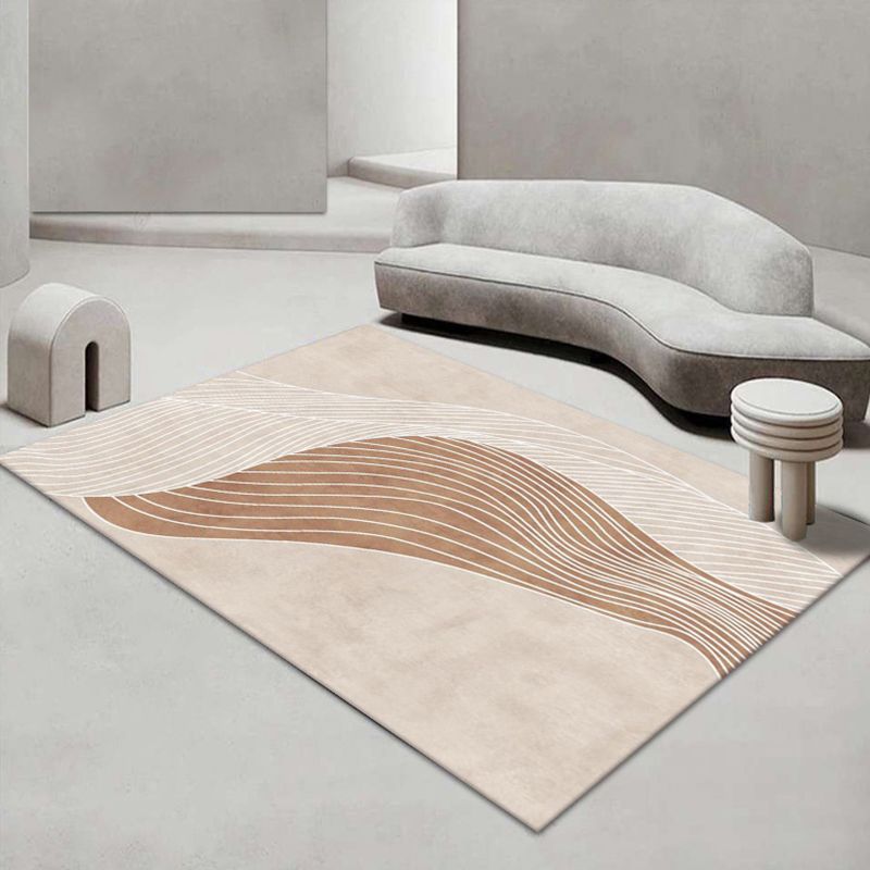 Modern Style Line Painting Rug Rectangle Stain Resistant Rug for Home Decor