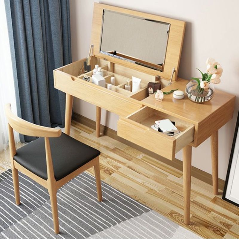 29.5" H Flip-top Vanity Set Desk Vanity with Mirror and Drawer